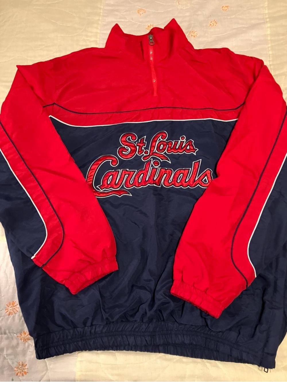 St. Louis Cardinals Red&Navy MEDIUM 1/4 Zip Pullover Jacket POCKETS